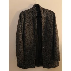 Grey wool long blazer/trench coat